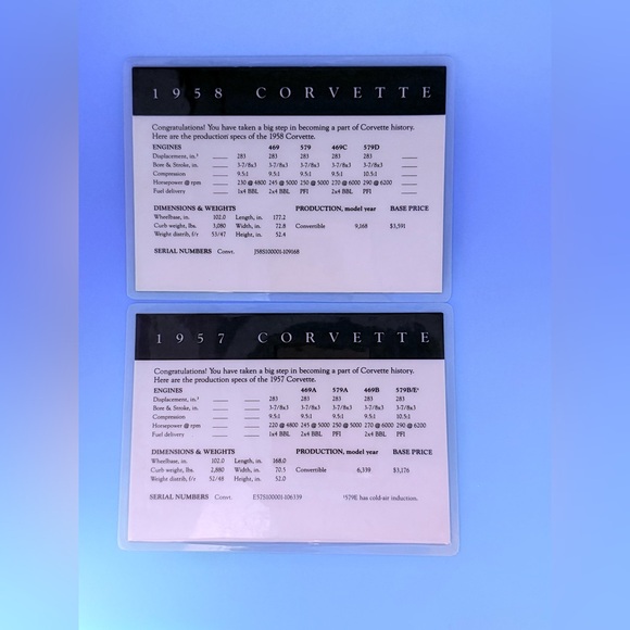 π₯ VINTAGE CORVETTE COLLECTOR CARDS 1957 & 1958 π CLASSIC CHEVY ICONS! π₯ - Picture 2 of 2